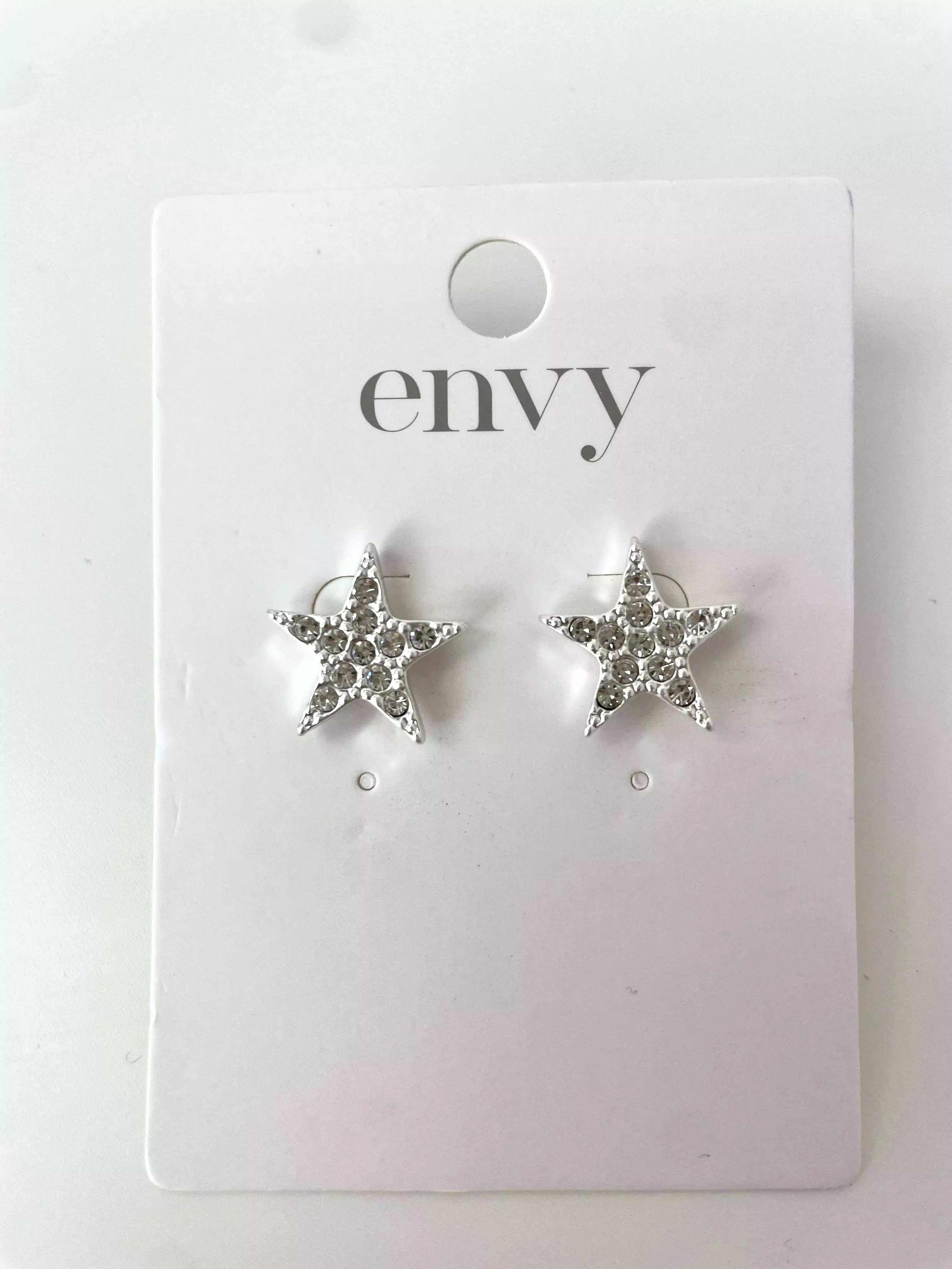 Envy Diamanté Star Earrings - Silver