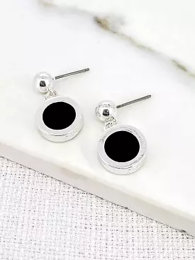 Envy Disc Earrings - Silver & Black