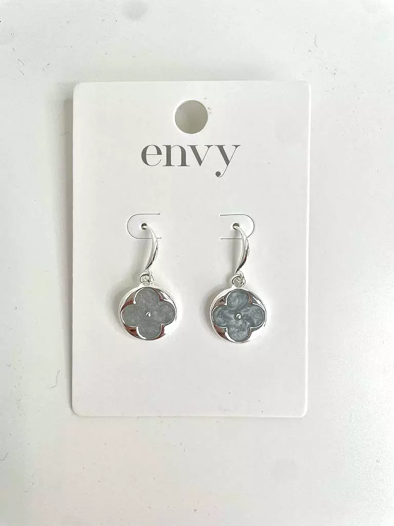 Envy Pearlised Clover Earrings - Silver