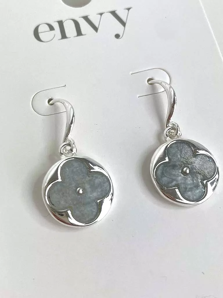 Envy Pearlised Clover Earrings - Silver