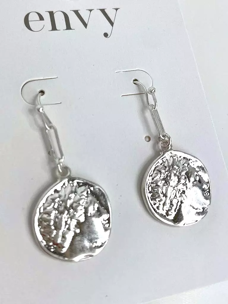 Envy Roman Coin Earrings - Silver