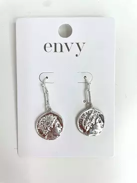 Envy Roman Coin Earrings - Silver