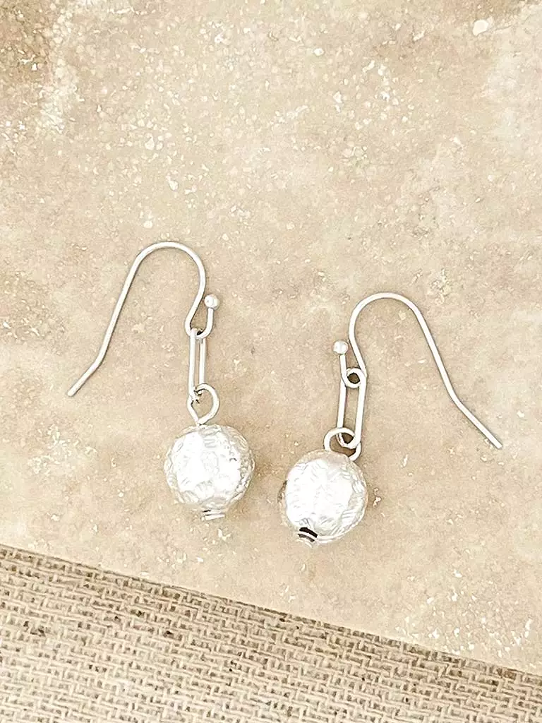 Envy Textured Ball Hook Earrings - Silver