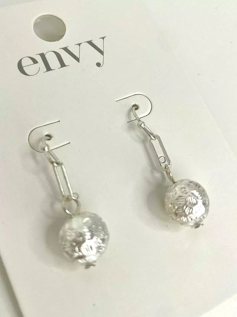 Envy Textured Ball Hook Earrings - Silver