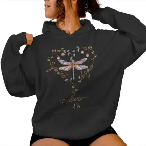 Faith Hope Love Dragonfly Heart Religious Jesus Christian Women Hoodie