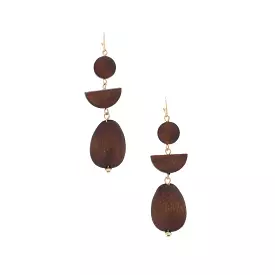 Geometric Wood Bead Dangle Earring