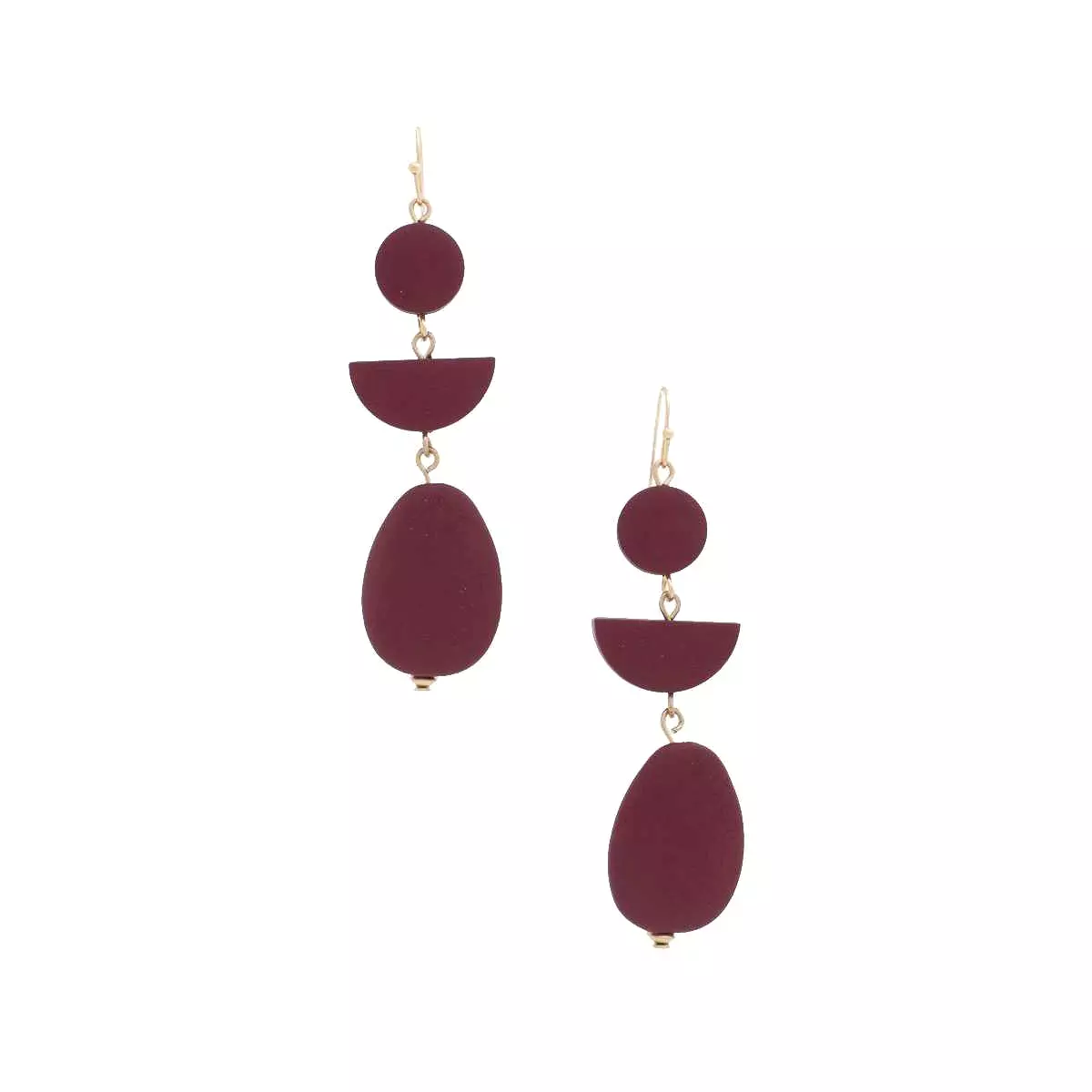 Geometric Wood Bead Dangle Earring