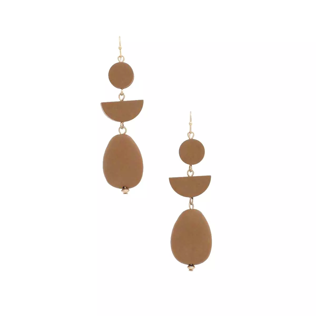 Geometric Wood Bead Dangle Earring