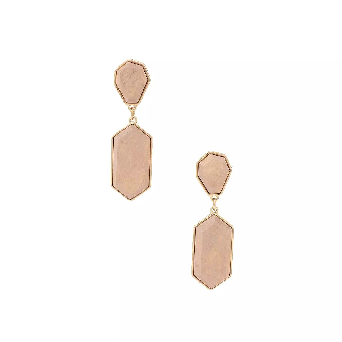 Geometric Wood Post Drop Earring