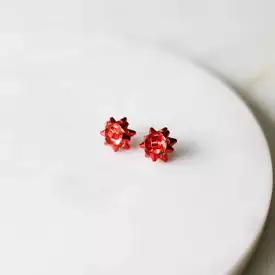 Gift Bow Post Earrings - Red