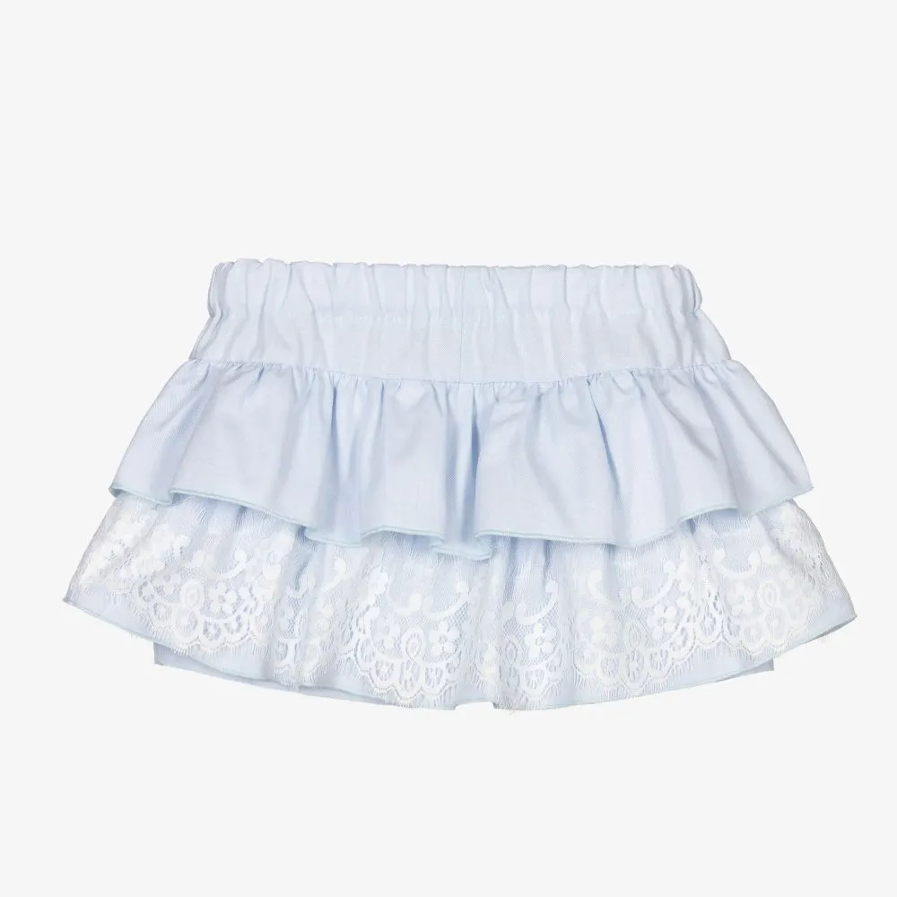 Girls Blue & White Lace Skort