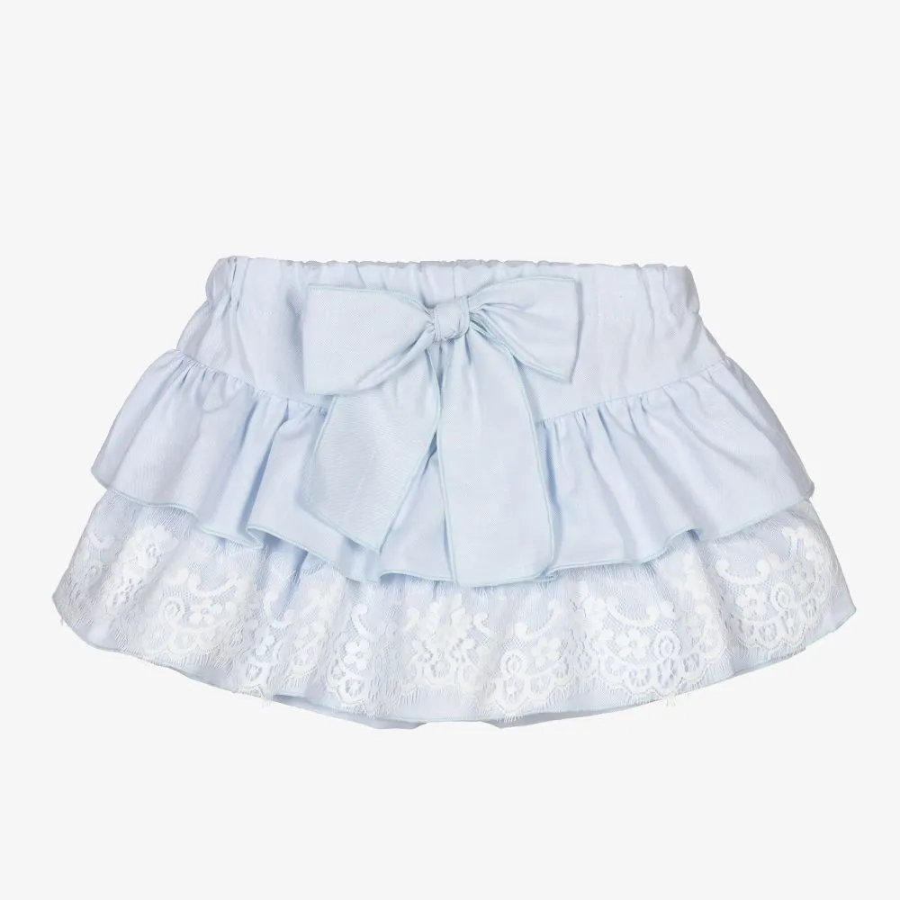 Girls Blue & White Lace Skort