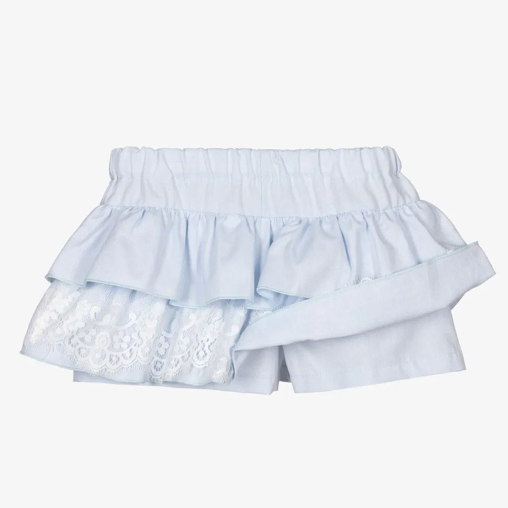 Girls Blue & White Lace Skort