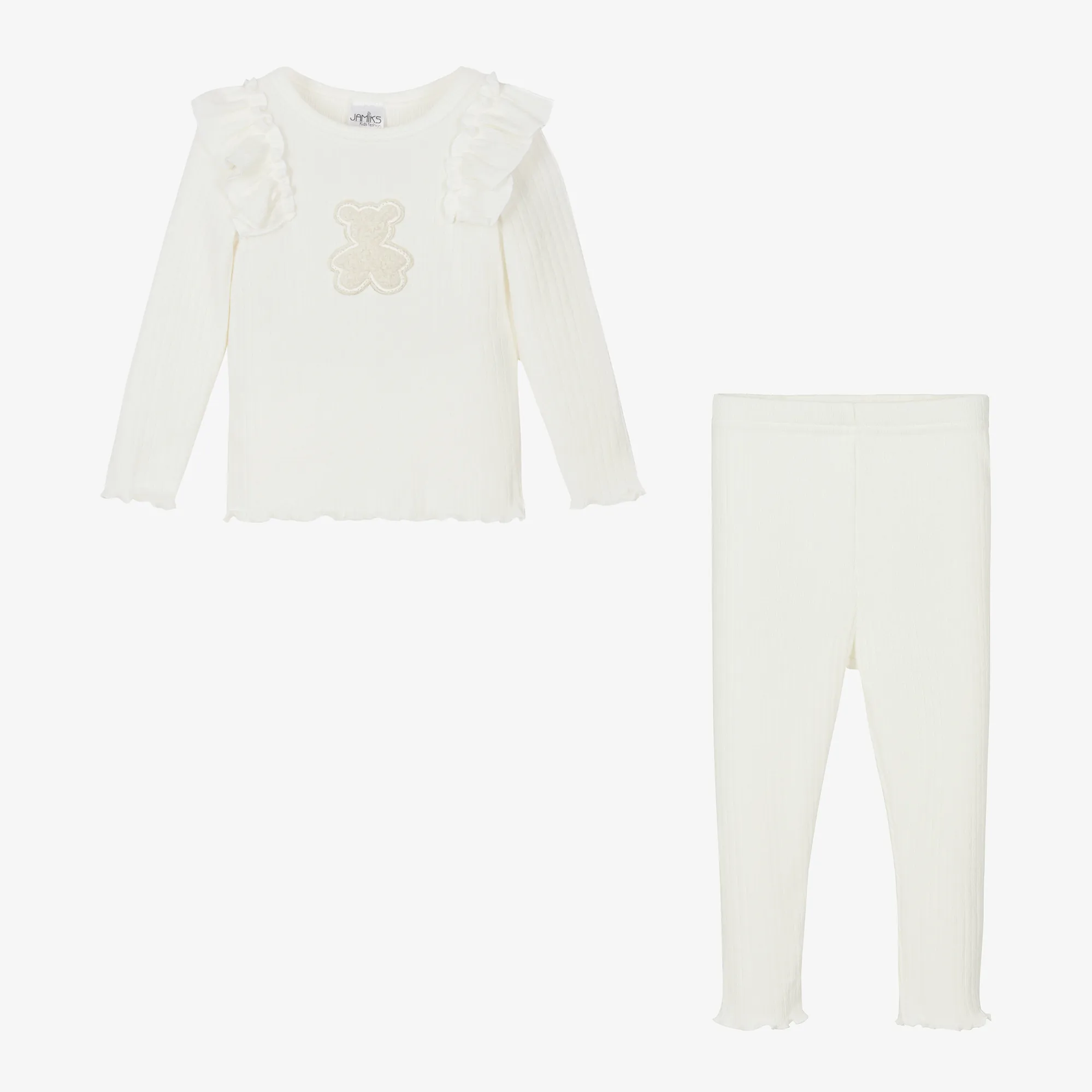 Girls Ivory Viscose Jersey Leggings Set