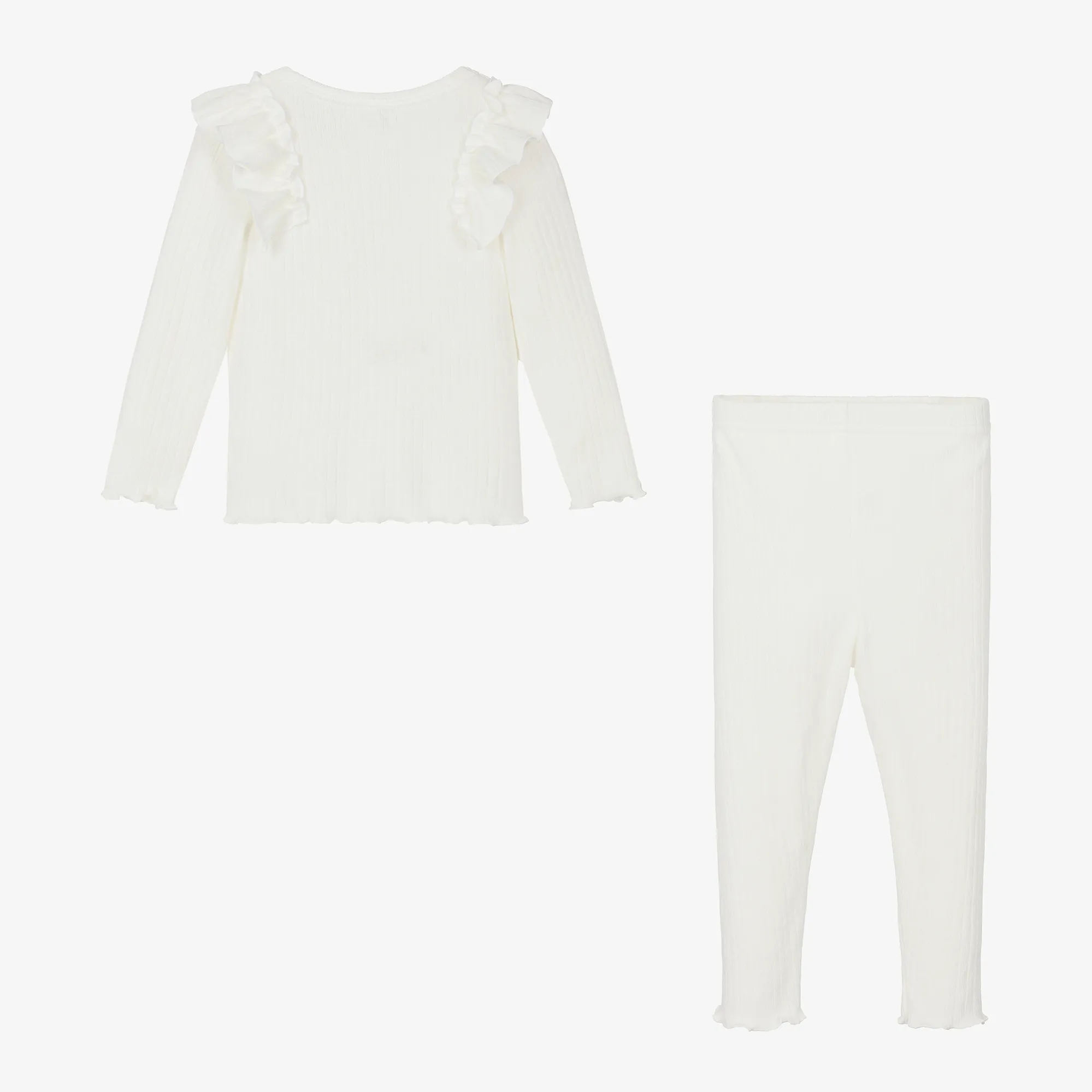 Girls Ivory Viscose Jersey Leggings Set