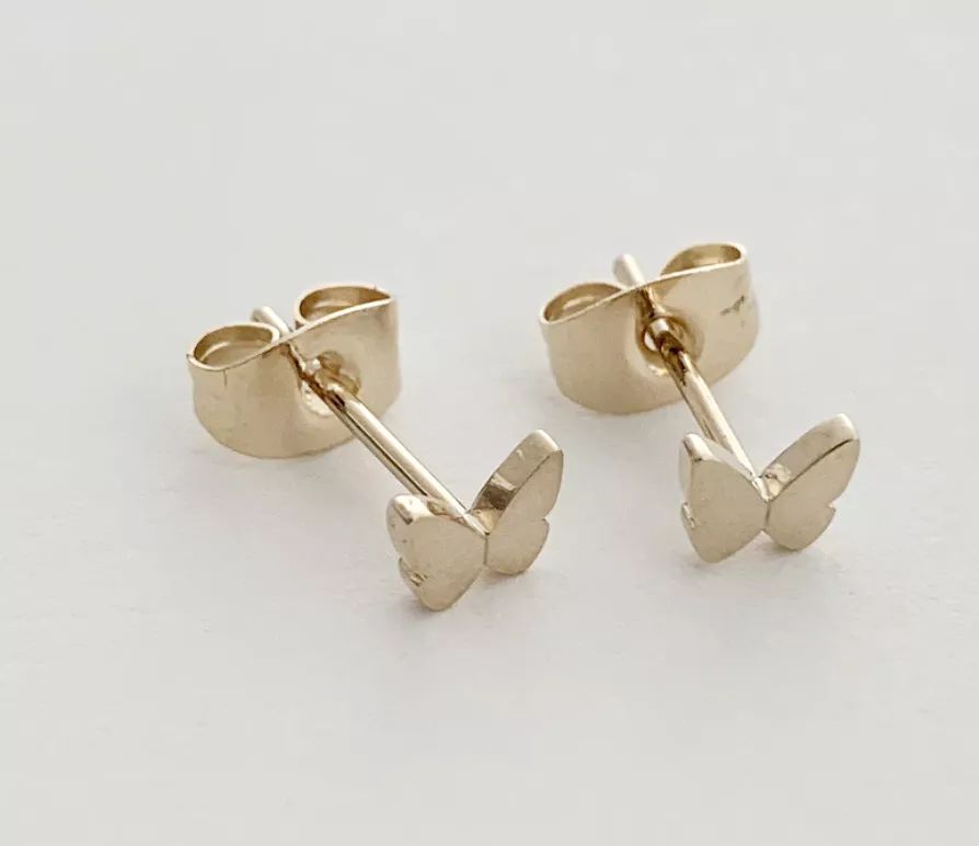 Gold Butterfly Stud Earrings