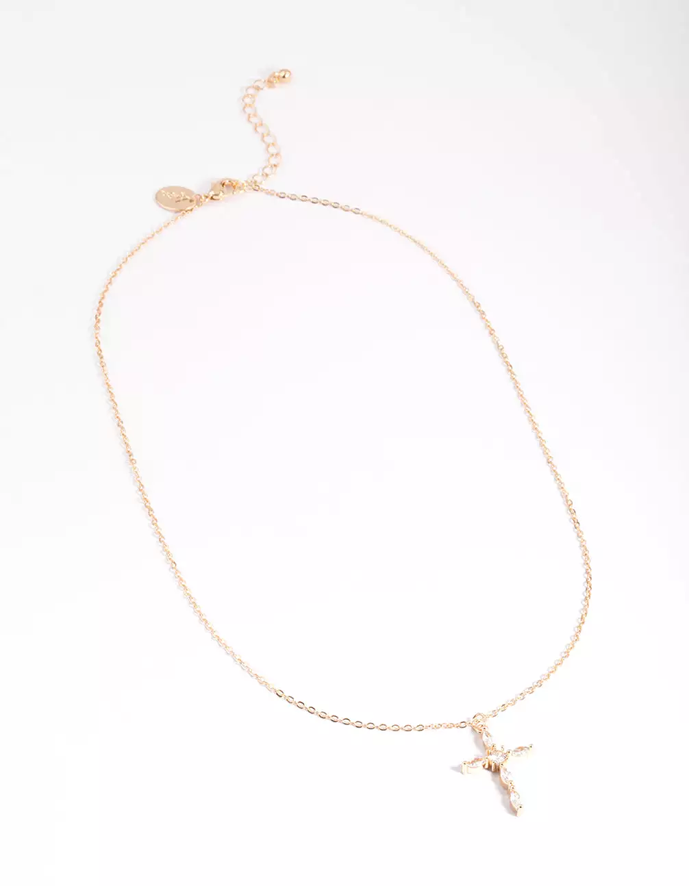 Gold Classic Diamante Cross Necklace