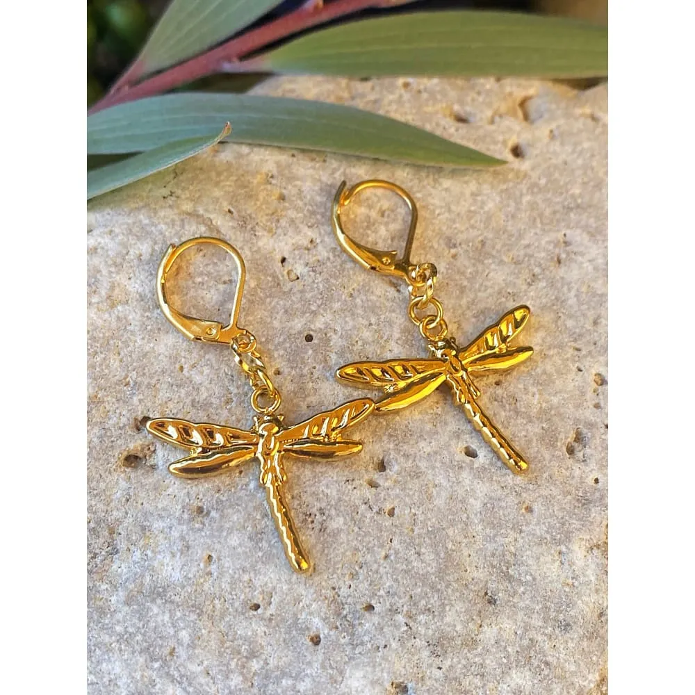 GOLD DRAGONFLY EARRINGS