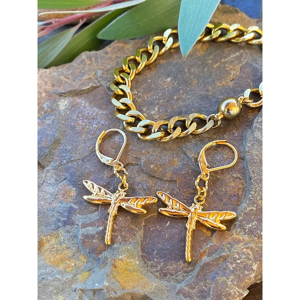 GOLD DRAGONFLY EARRINGS