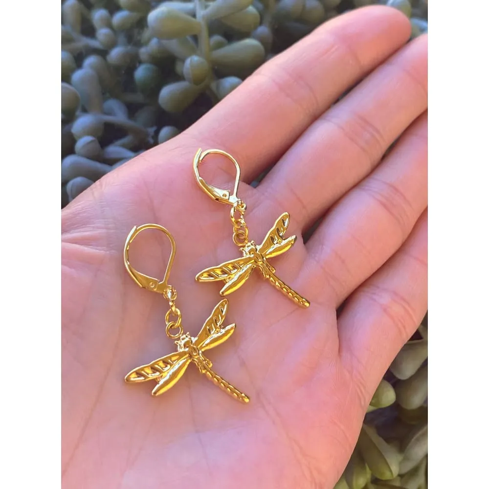 GOLD DRAGONFLY EARRINGS