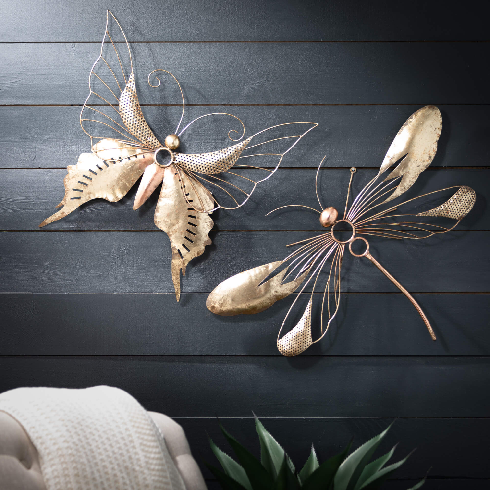 Gold Dragonfly Wall Decor Set