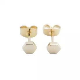 Gold Hexagon Stud Earrings