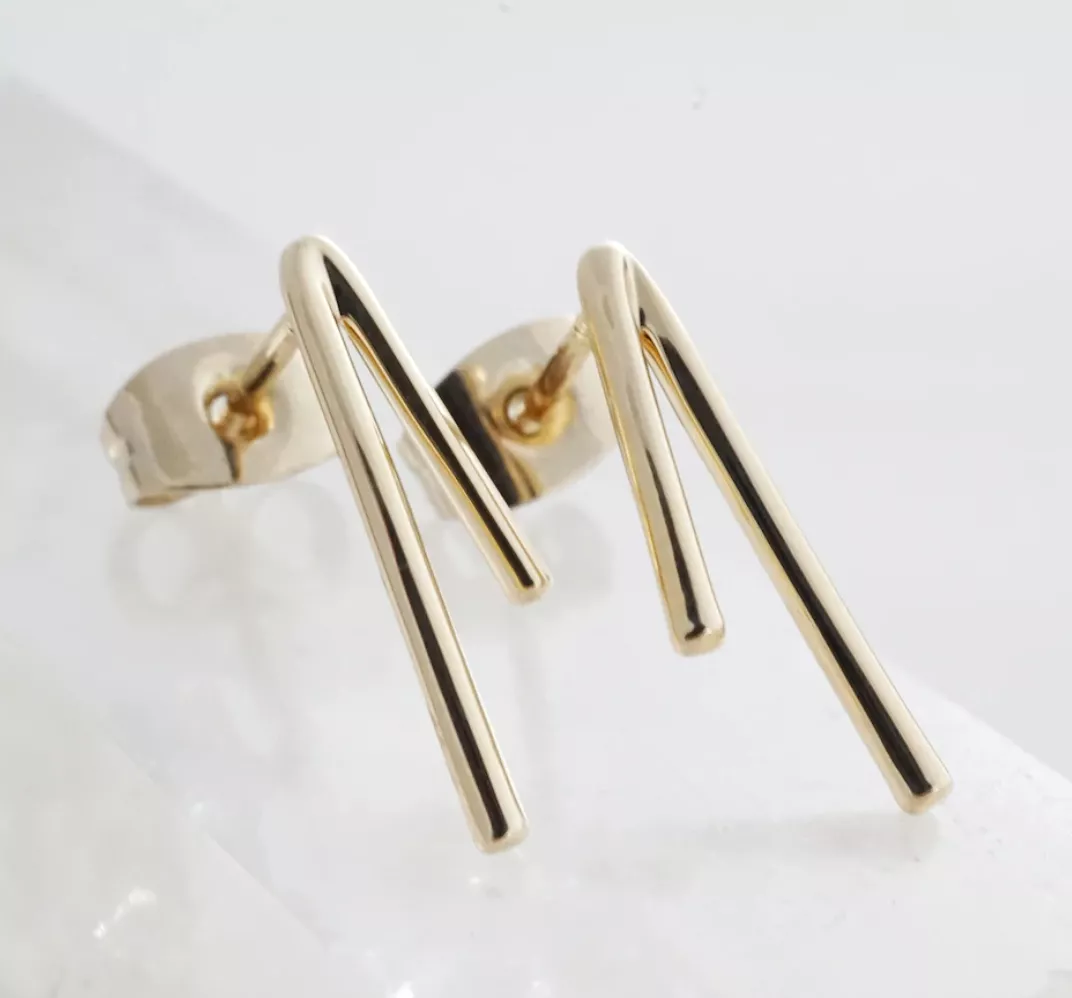 Gold Lucy Bar Stud Earrings