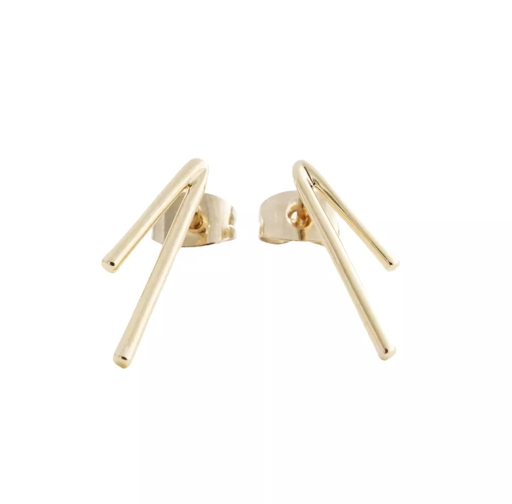 Gold Lucy Bar Stud Earrings