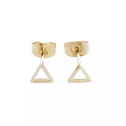 Gold Open Triangle Stud Earrings