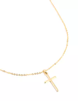 Gold Plated 45cm Cross Necklace