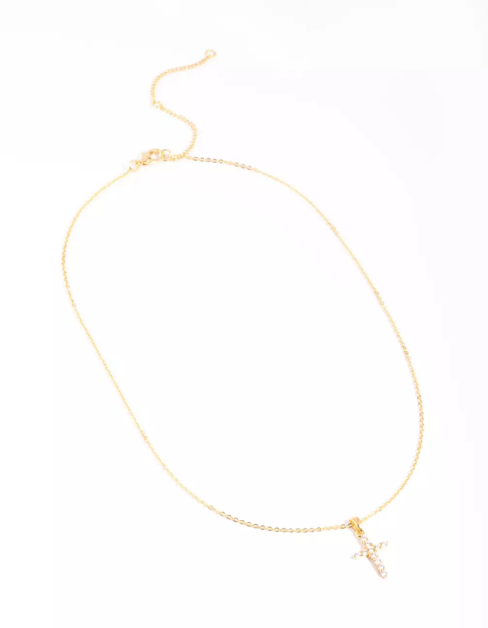 Gold Plated Cubic Zirconia Cross Necklace