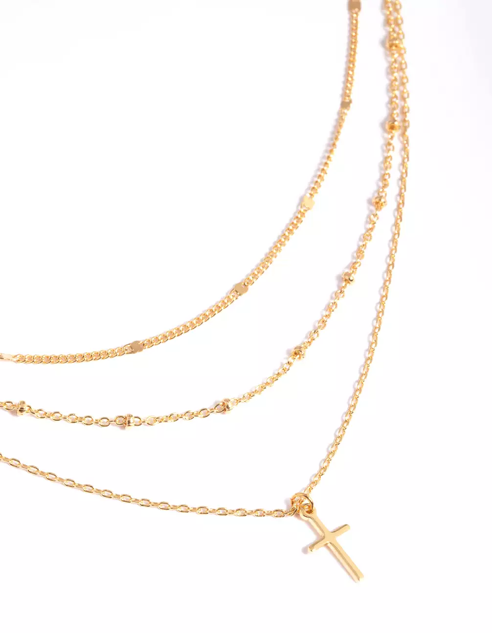 Gold Plated Layered Cross Necklace