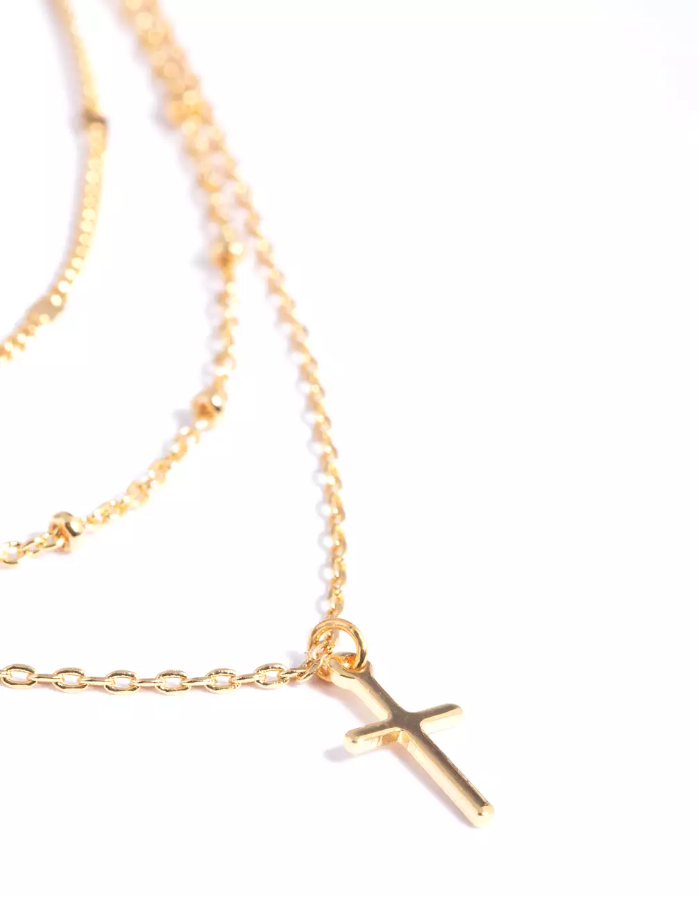 Gold Plated Layered Cross Necklace