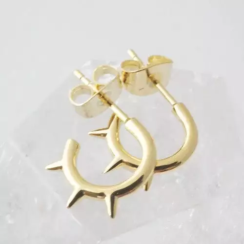 Gold Spike Hoop Earrings