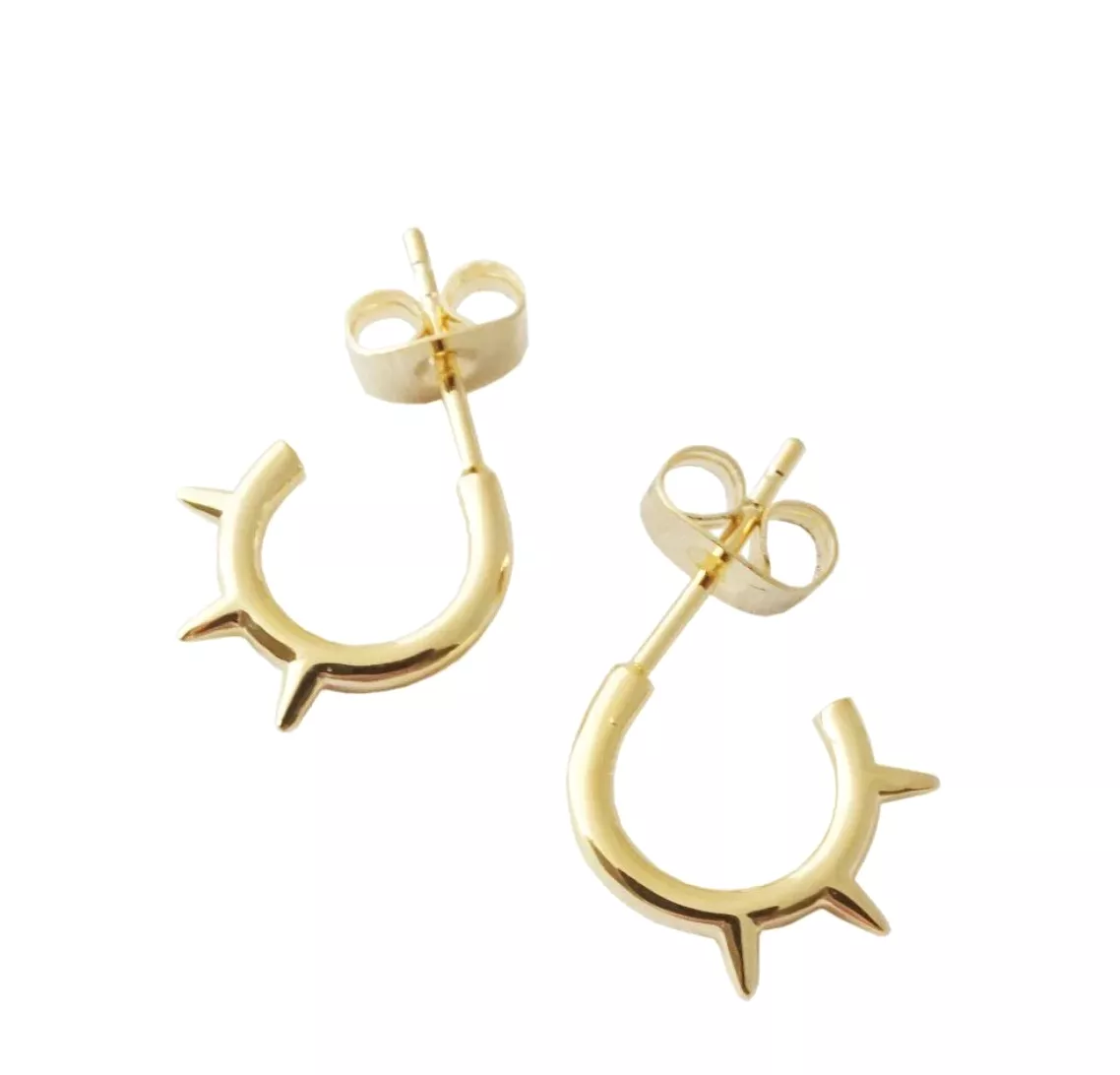 Gold Spike Hoop Earrings