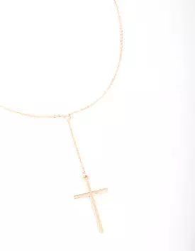 Gold Y-Shape Cross Necklace