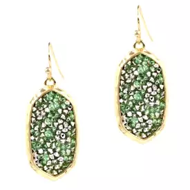 Green Druzy Dangle Earrings