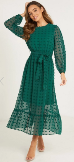 Green Sleeved Midaxi Dress