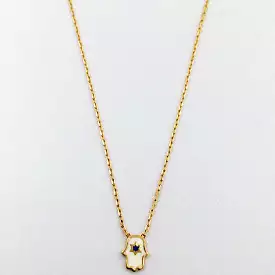 Hamsa Hand Enamel Fine Chain Necklace