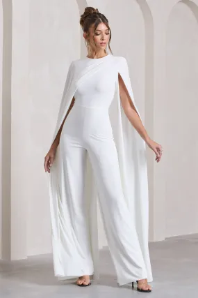 Harley | White Straight-Leg Jumpsuit With Cape Sleeves