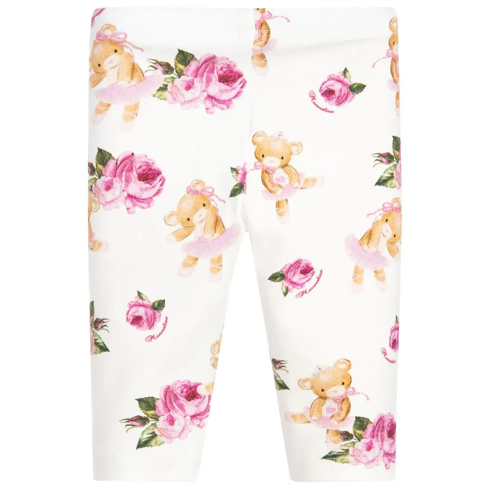 Ivory & Pink Cotton Leggings