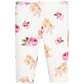 Ivory & Pink Cotton Leggings