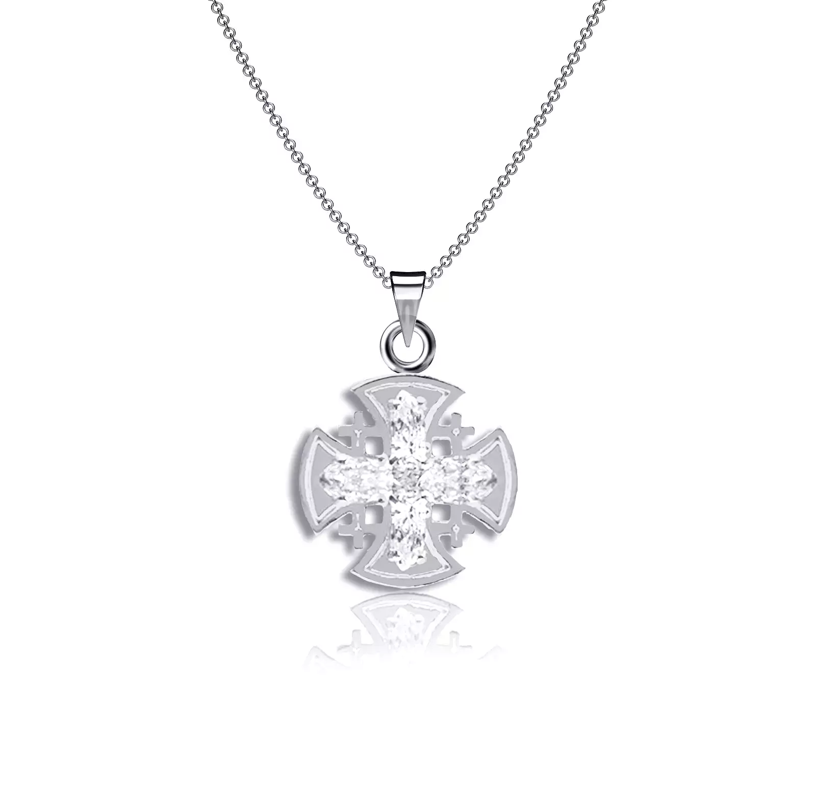 Jerusalem Cross Necklace - Silver