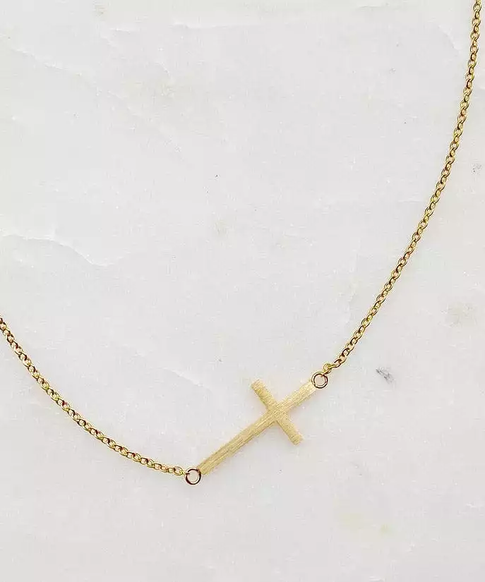 Kayla Cross Necklace - Gold