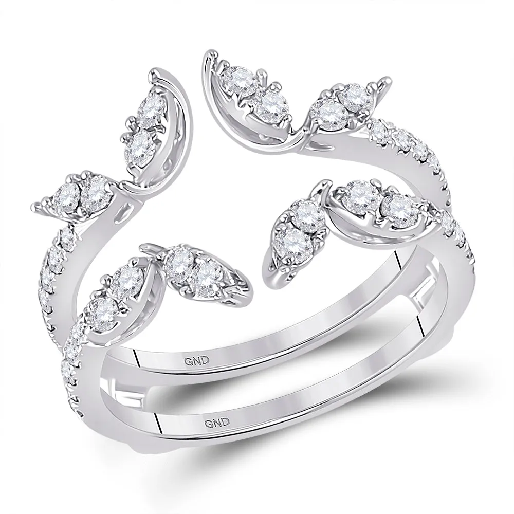 Keene Jewelers 14kt White Gold Womens Round Diamond Wedding Wrap Ring Guard Enhancer 3/4 Cttw