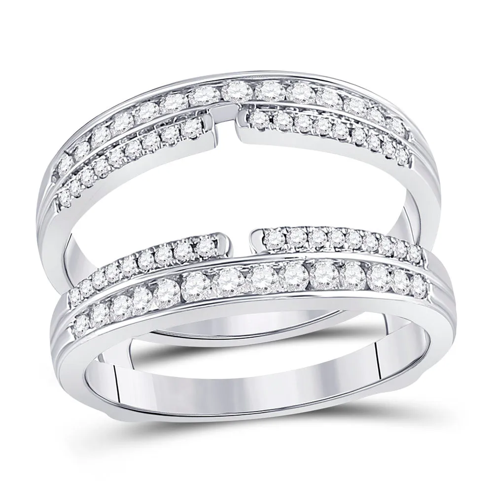 Keene Jewelers 14kt White Gold Womens Round Diamond Wrap Ring Guard Enhancer 1/2 Cttw