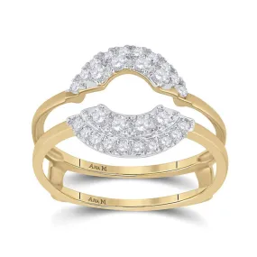 Keene Jewelers 14kt Yellow Gold Womens Round Diamond Wedding Wrap Ring Guard Enhancer 1/2 Cttw