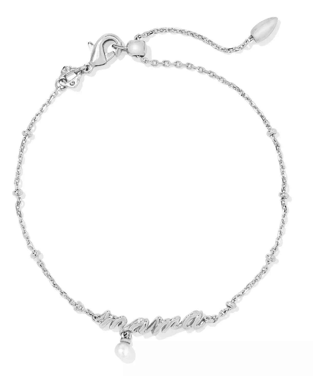 Kendra Scott Mama Script Delicate Chain Bracelet - Gold/White Pearl OR Silver/White Pearl