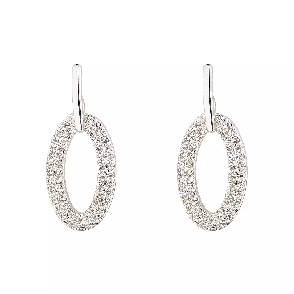 KNIGHT & DAY - Silver Oval Drop Earrings