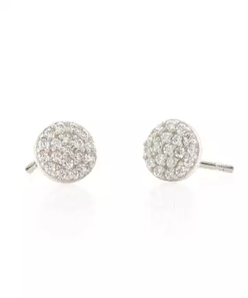 Kris Nations Round Crystal Stud Earrings - Silver